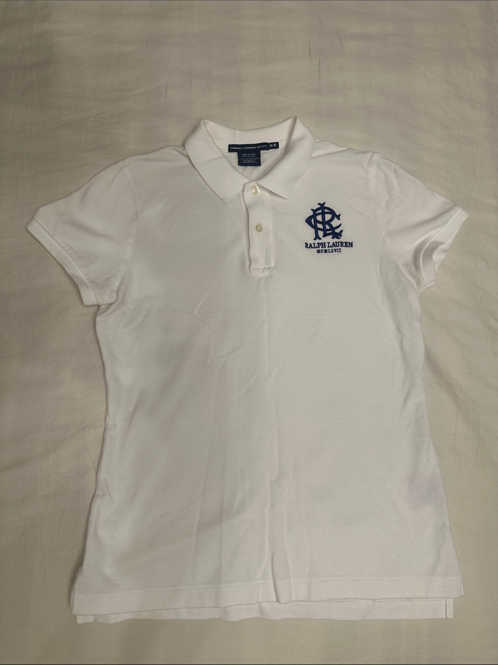Ralph Lauren White Polo With Navy Crest